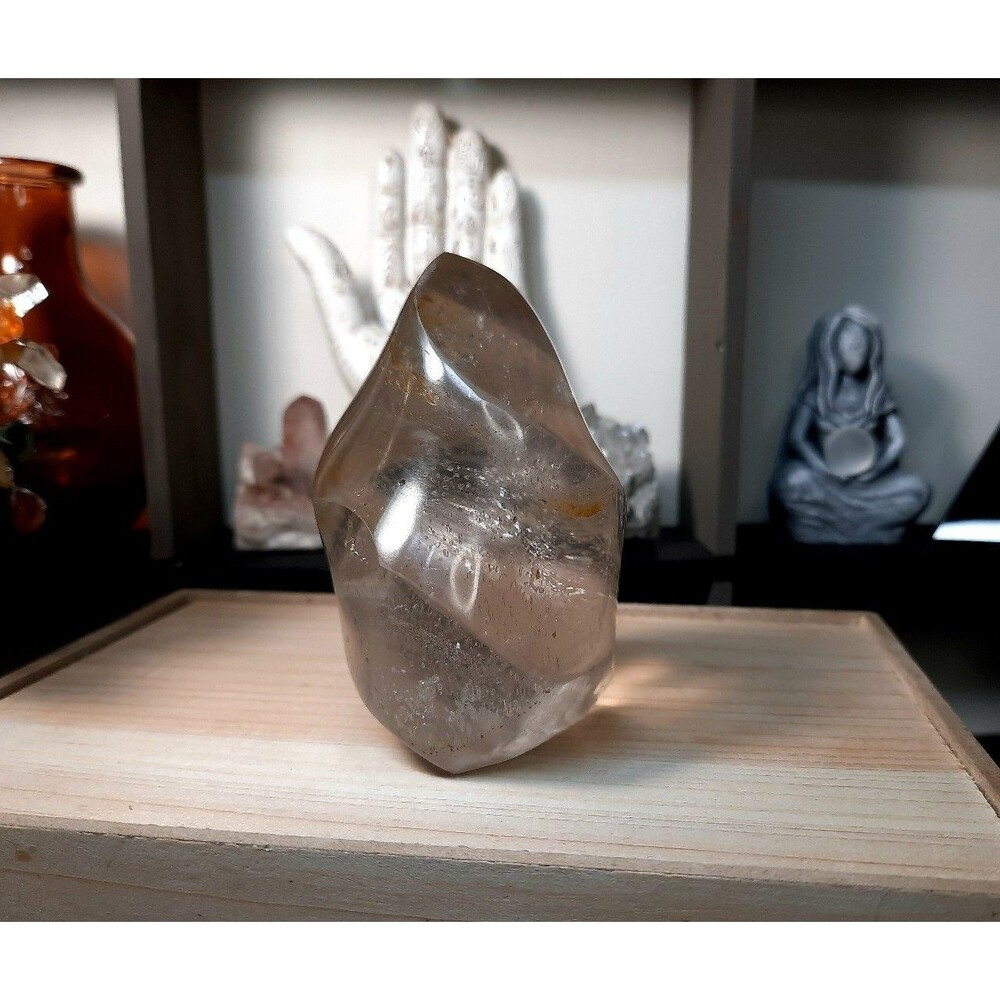 High Quality Carved Tea Smoky Quartz Crystal Flame Freeform